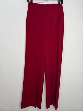 Alice & OLIVIA High-Waist Wide Leg Pants - Deep Red